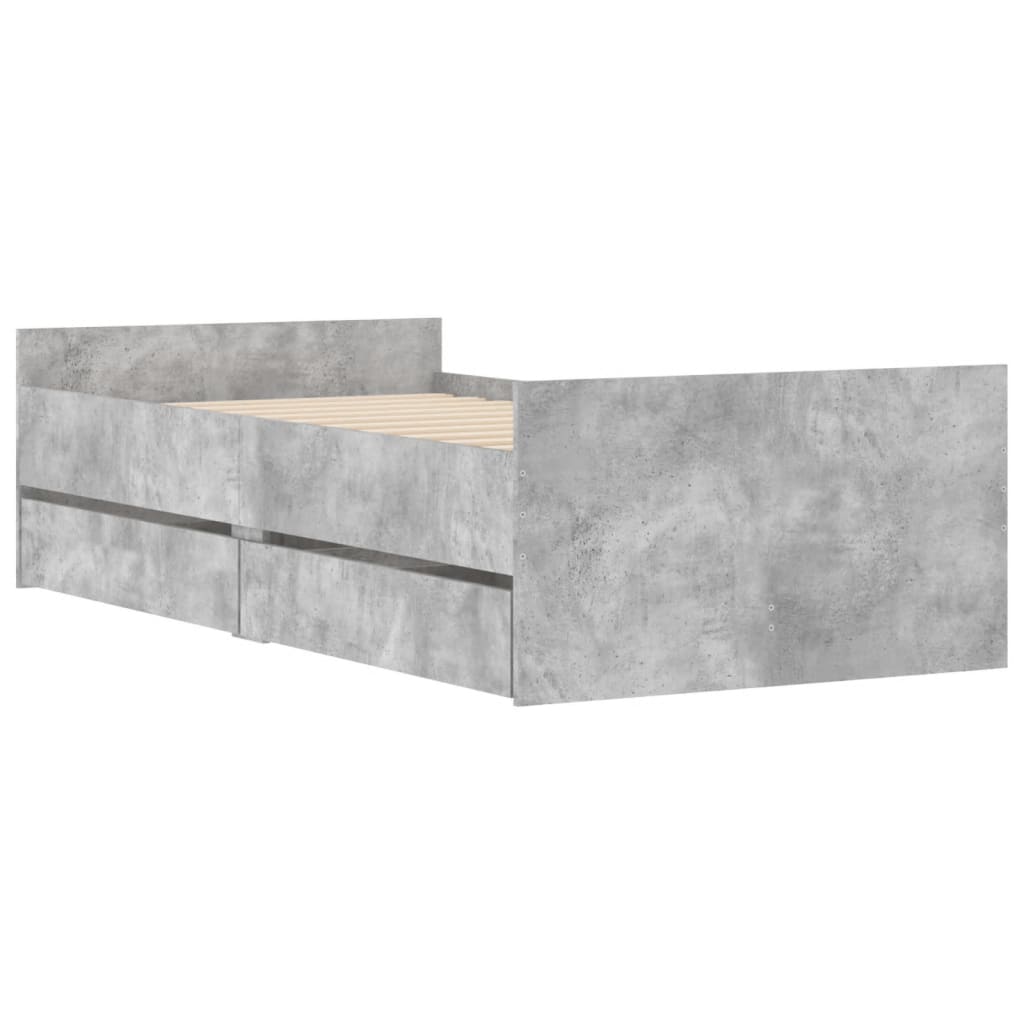 vidaXL Bed Frame without Mattress Concrete Grey 75x190 cm Small Single Small Single
