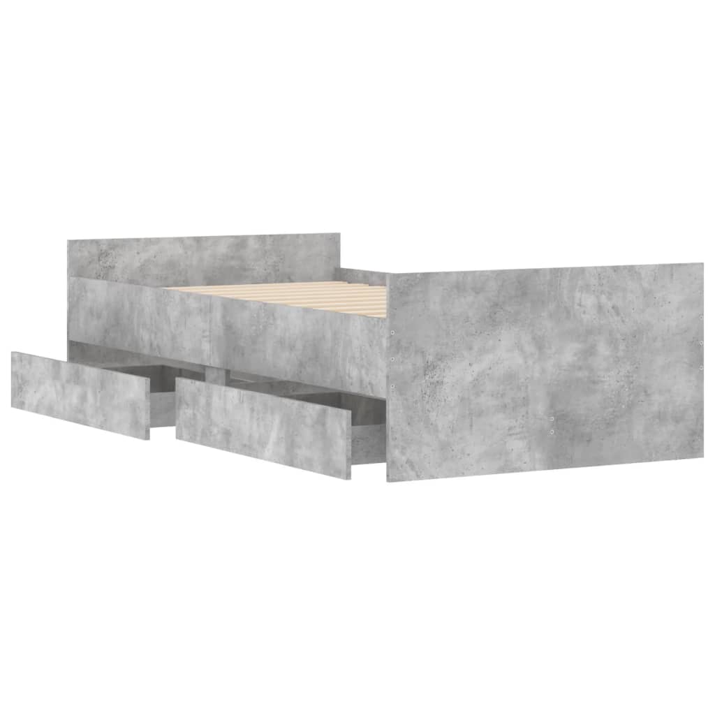 vidaXL Bed Frame without Mattress Concrete Grey 75x190 cm Small Single Small Single