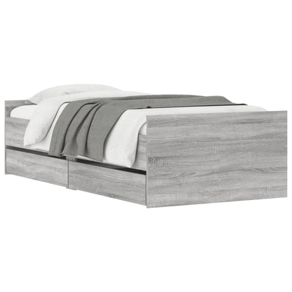 vidaXL Bed Frame without Mattress Grey Sonoma 75x190 cm Small Single Small Single