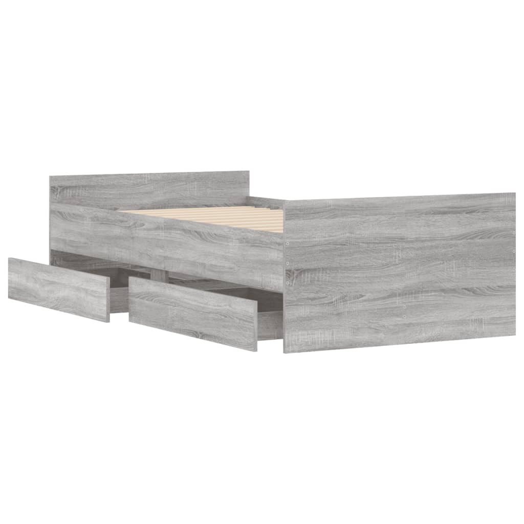 vidaXL Bed Frame without Mattress Grey Sonoma 75x190 cm Small Single Small Single