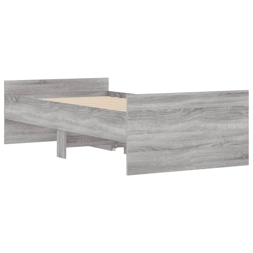vidaXL Bed Frame without Mattress Grey Sonoma 75x190 cm Small Single Small Single