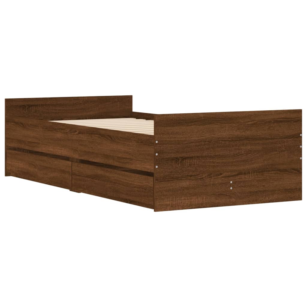 vidaXL Bed Frame without Mattress Brown Oak 75x190 cm Small Single Small Single