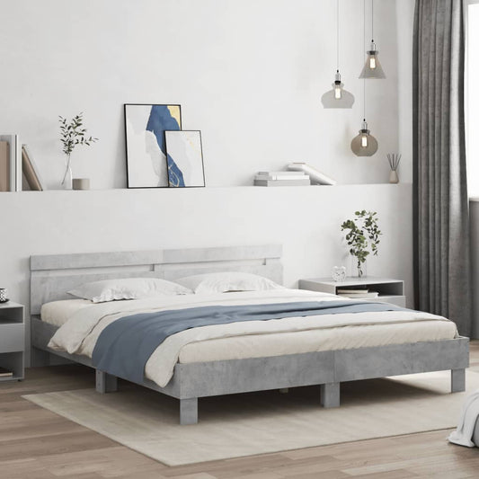 vidaXL Bed Frame | Concrete Grey | Engineered Wood | Double | Modern | Bed Frame