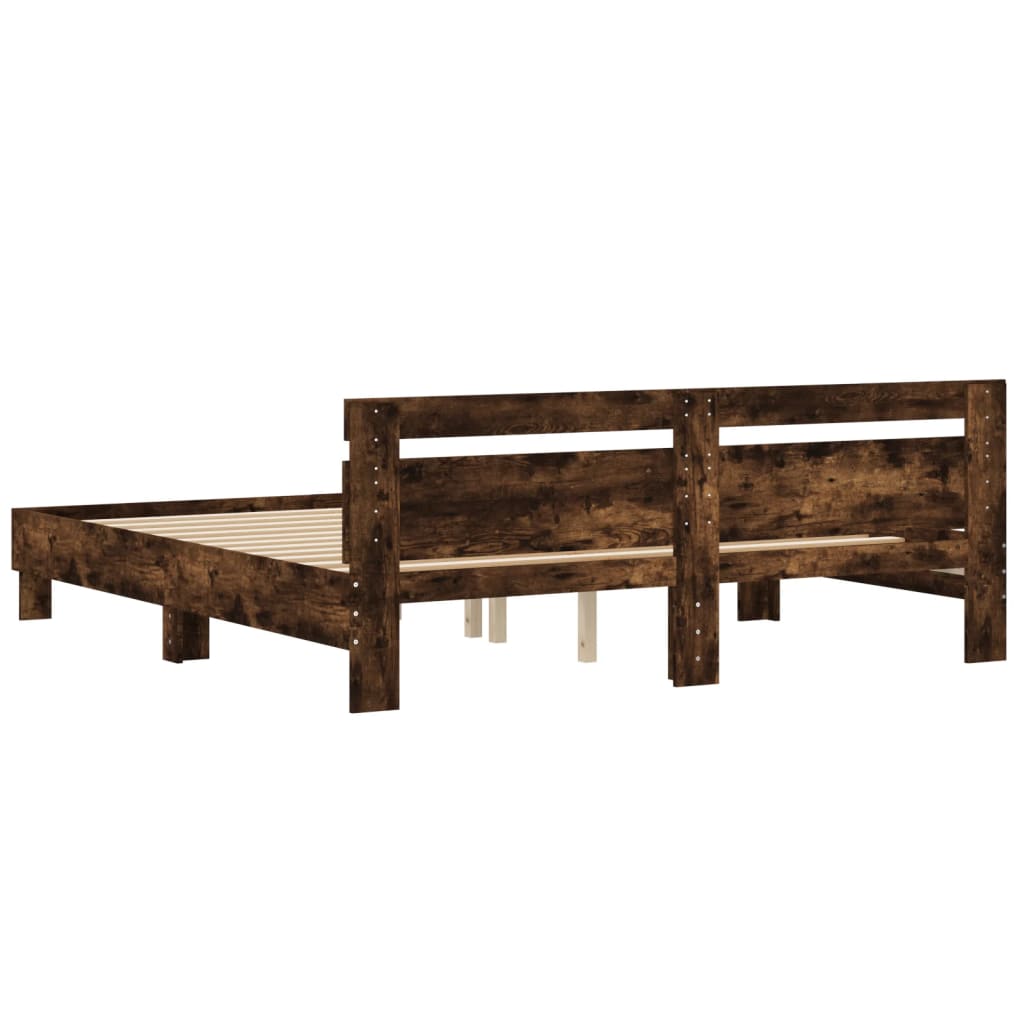 vidaXL Bed Frame | Smoked Oak | Engineered Wood | Double | Modern | Bed Frame