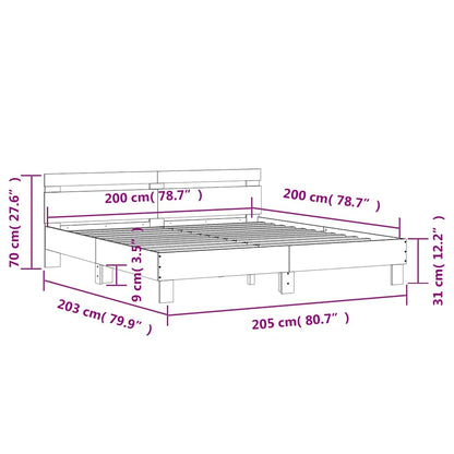 vidaXL Bed Frame without Mattress Smoked Oak 200x200 cm