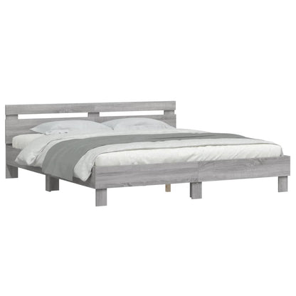 vidaXL Bed Frame | Grey Sonoma | Engineered wood, Plywood | Double | Modern
