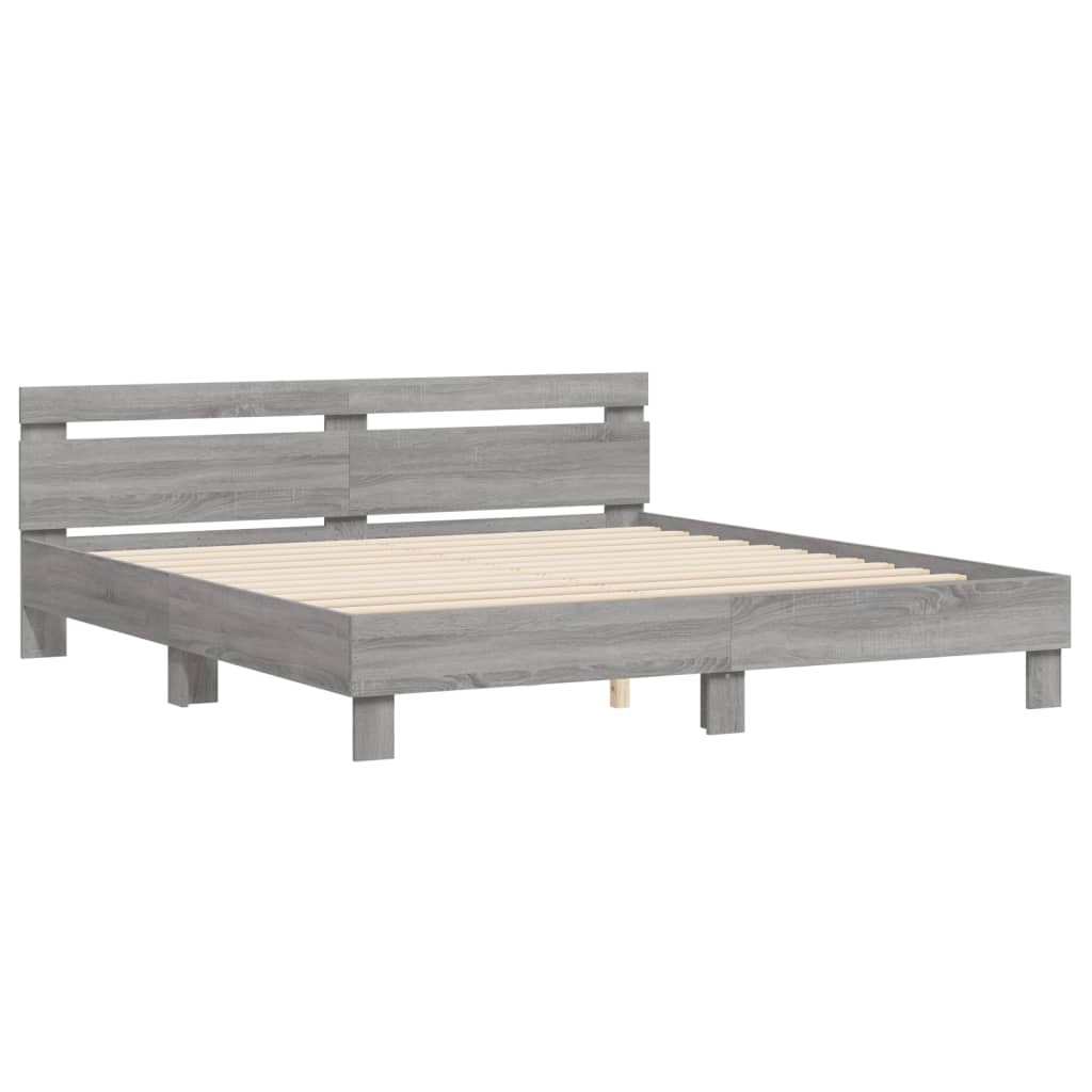 vidaXL Bed Frame | Grey Sonoma | Engineered wood, Plywood | Double | Modern
