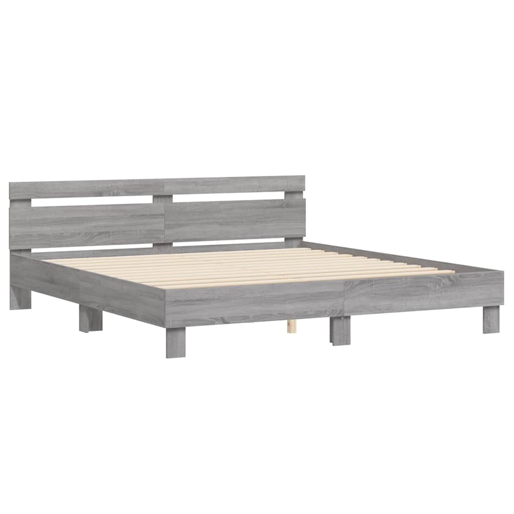 vidaXL Bed Frame without Mattress Grey Sonoma 200x200 cm