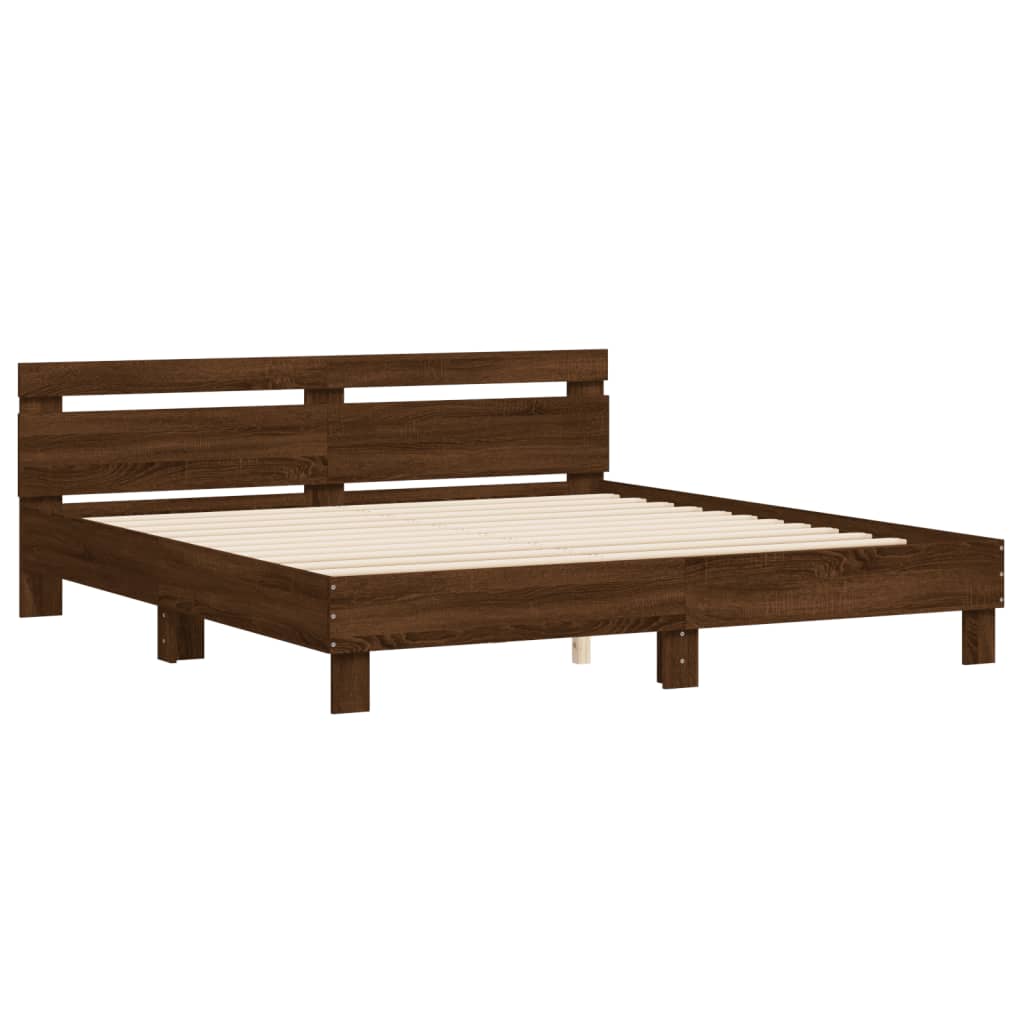 vidaXL Bed Frame | Brown Oak | Engineered Wood, Plywood | Double | Durable