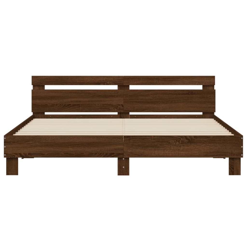 vidaXL Bed Frame | Brown Oak | Engineered Wood, Plywood | Double | Durable