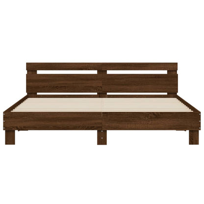 vidaXL Bed Frame | Brown Oak | Engineered Wood, Plywood | Double | Durable