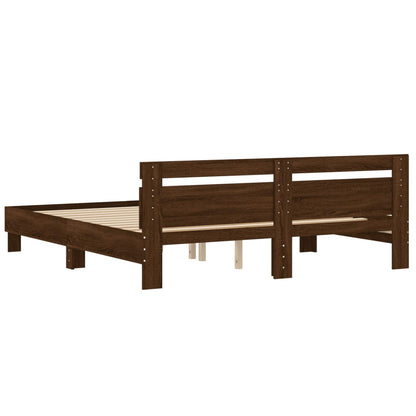 vidaXL Bed Frame | Brown Oak | Engineered Wood, Plywood | Double | Durable