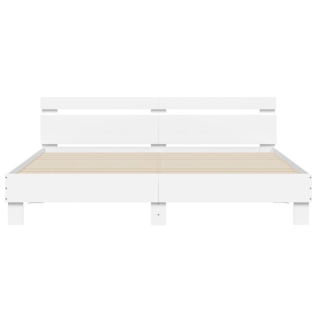 vidaXL Bed Frame | White | Engineered Wood, Plywood | Super King | Modern