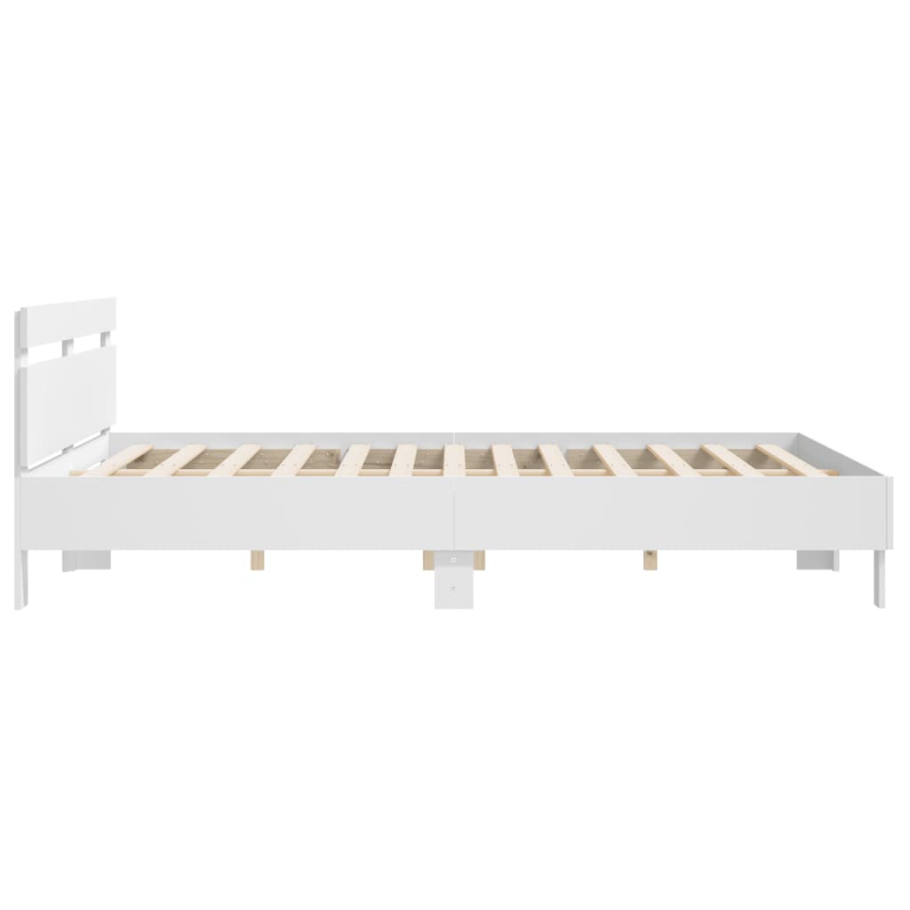 vidaXL Bed Frame | White | Engineered Wood, Plywood | Super King | Modern
