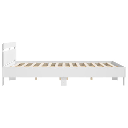 vidaXL Bed Frame | White | Engineered Wood, Plywood | Super King | Modern