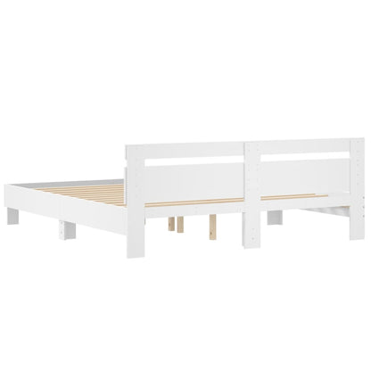 vidaXL Bed Frame | White | Engineered Wood, Plywood | Super King | Modern