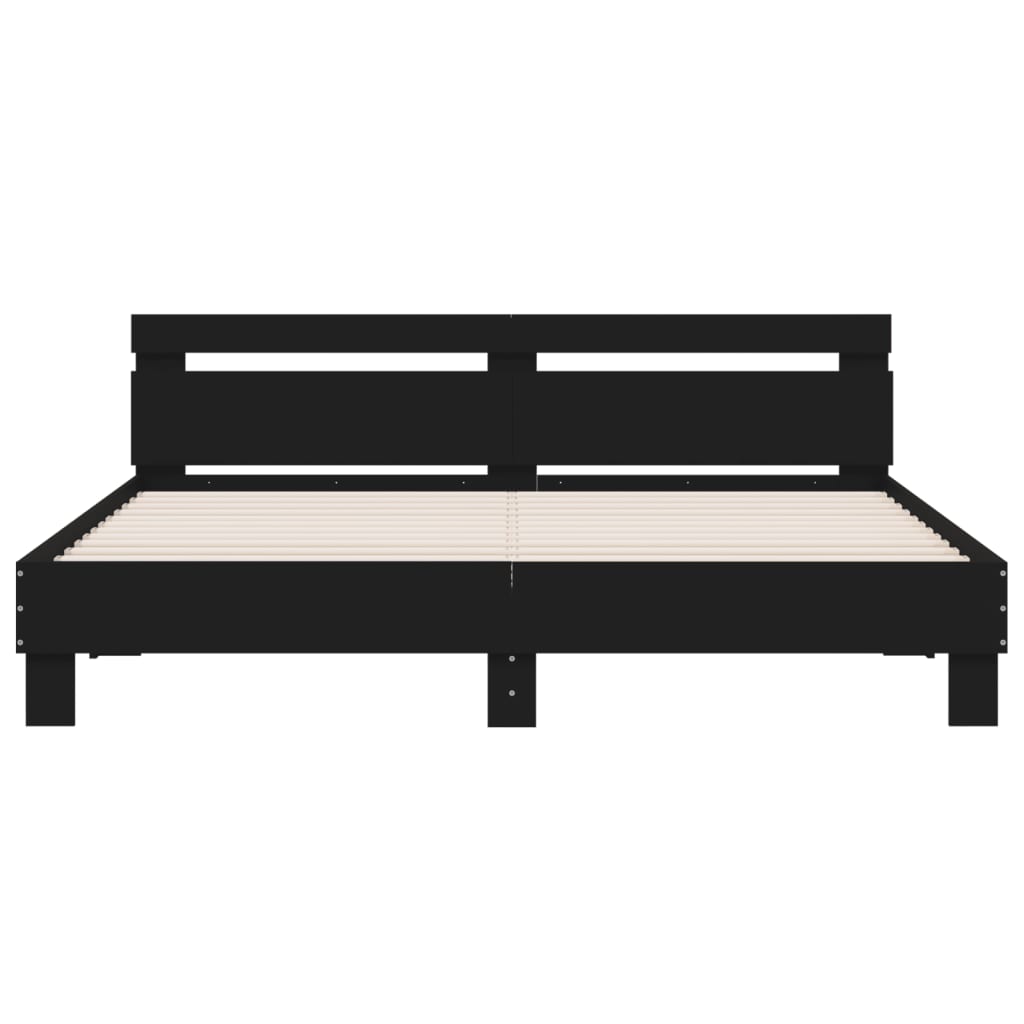 vidaXL Bed Frame | Black | Engineered wood, Plywood | 183x203 cm King