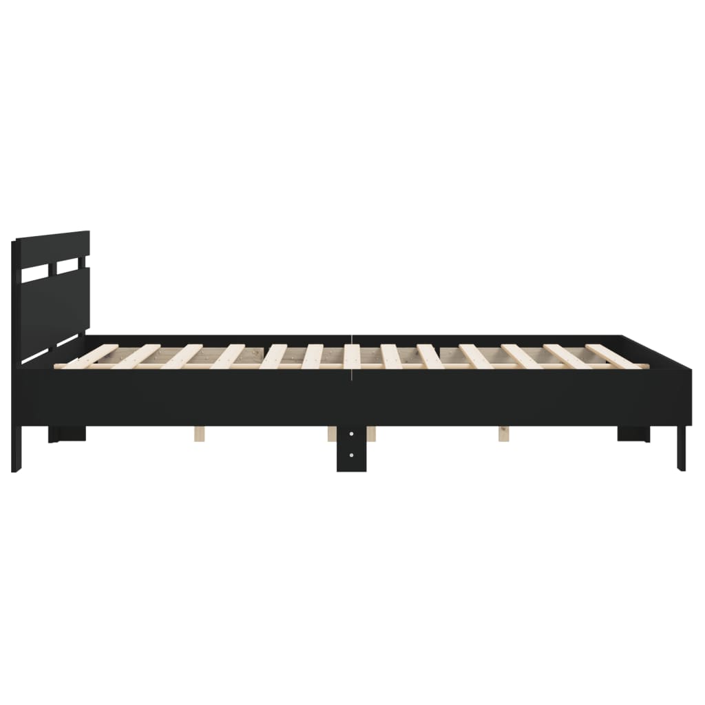 vidaXL Bed Frame | Black | Engineered wood, Plywood | 183x203 cm King