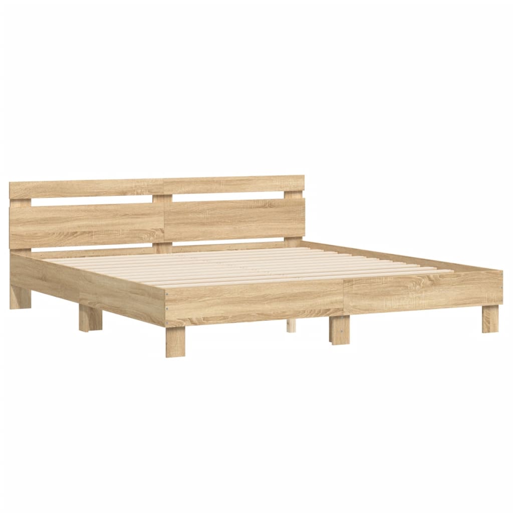 vidaXL Bed Frame | Sonoma oak | Engineered wood, Plywood | Super King | Durable