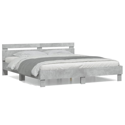 vidaXL Bed Frame | Concrete Grey | Engineered Wood, Plywood | Super King