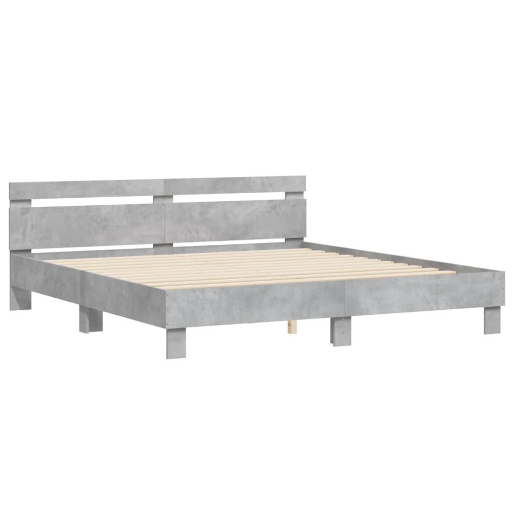 vidaXL Bed Frame | Concrete Grey | Engineered Wood, Plywood | Super King