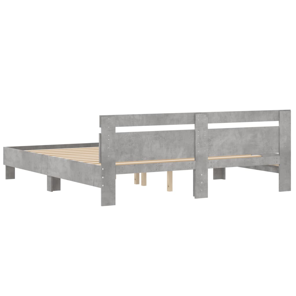 vidaXL Bed Frame | Concrete Grey | Engineered Wood, Plywood | Super King