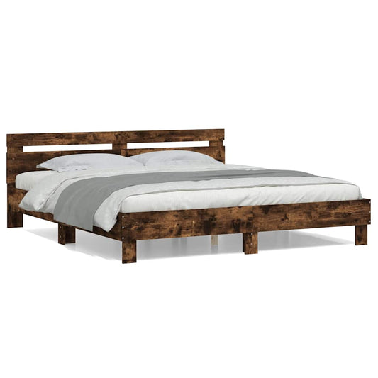 vidaXL Bed Frame | Smoked Oak | Engineered wood | Super King Size | Durable