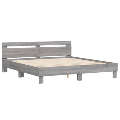 vidaXL Bed Frame without Mattress Grey Sonoma 180x200 cm Super King