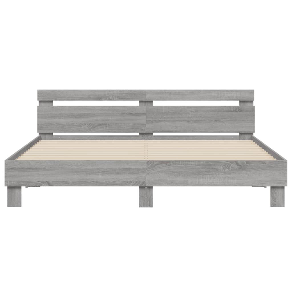 vidaXL Bed Frame without Mattress Grey Sonoma 180x200 cm Super King