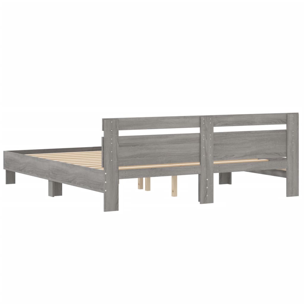 vidaXL Bed Frame without Mattress Grey Sonoma 180x200 cm Super King
