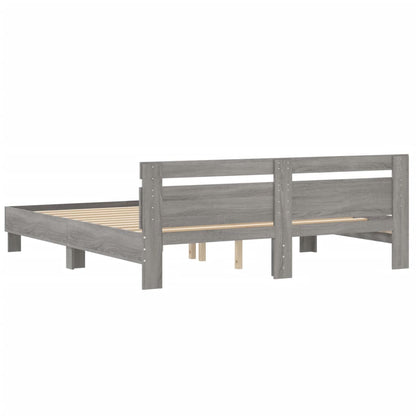 vidaXL Bed Frame without Mattress Grey Sonoma 180x200 cm Super King