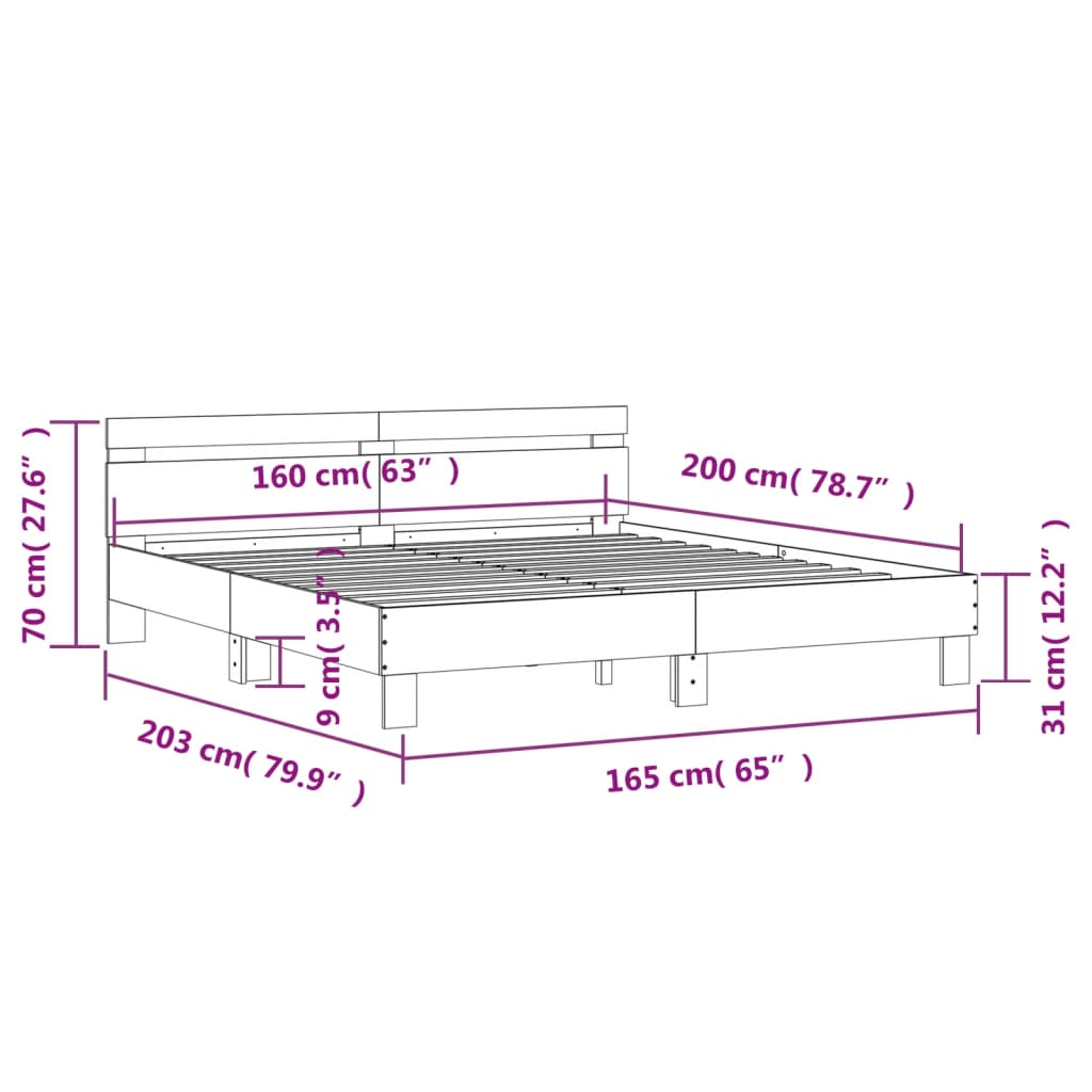 vidaXL Bed Frame without Mattress White 160x200 cm