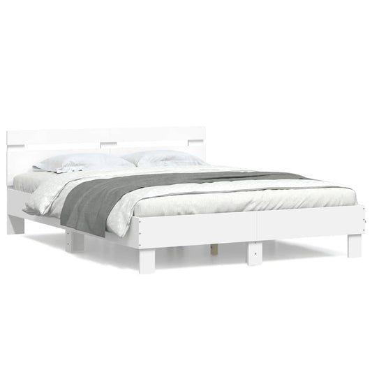 vidaXL Bed Frame | White | Engineered wood | King Size |  Durable  | Bed Frame