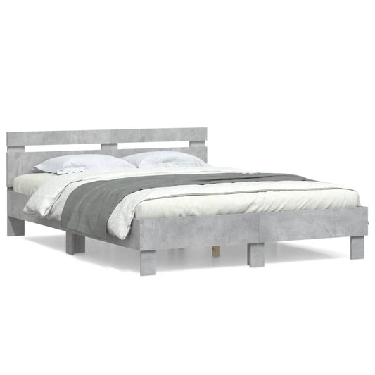 vidaXL Bed Frame | Concrete Grey | Engineered wood, Plywood | King Size | Modern