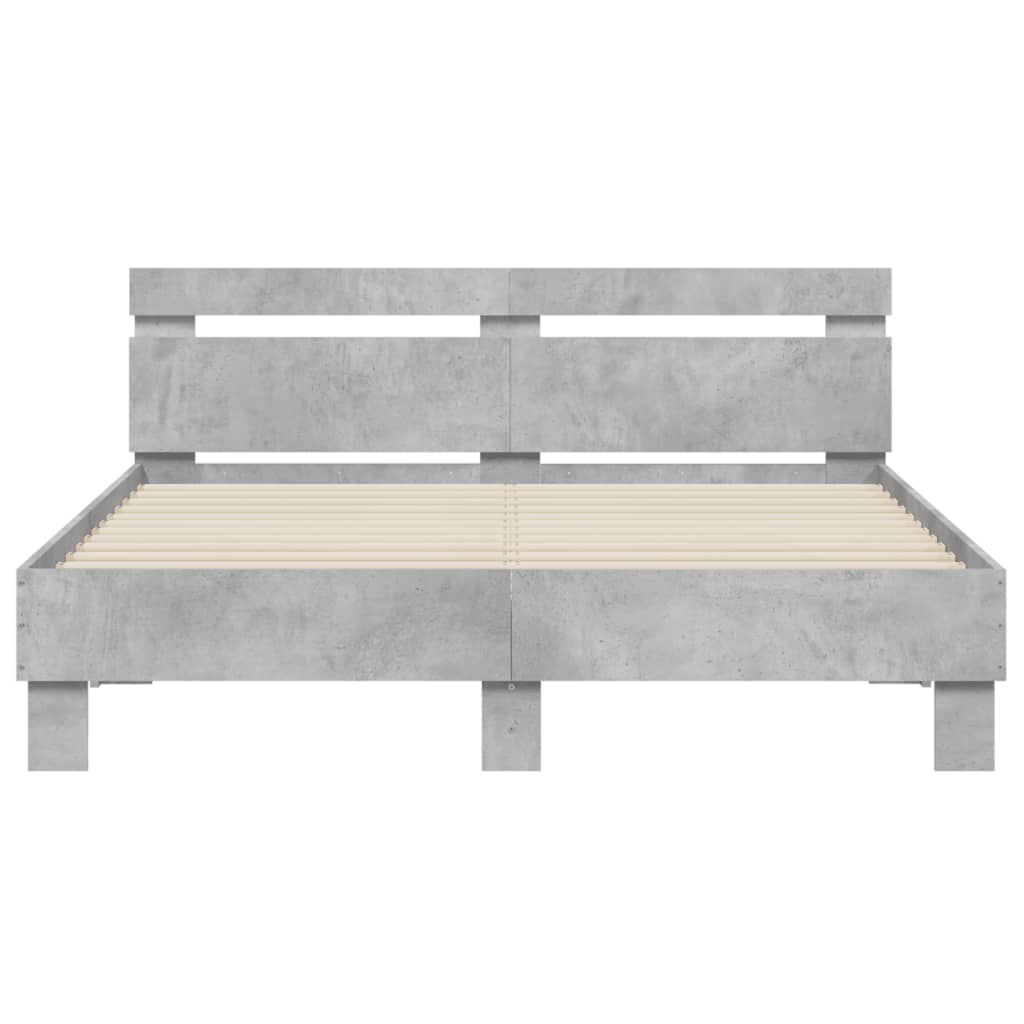 vidaXL Bed Frame | Concrete Grey | Engineered wood, Plywood | King Size | Modern