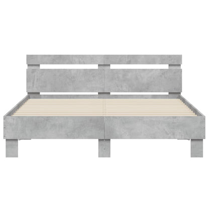 vidaXL Bed Frame | Concrete Grey | Engineered wood, Plywood | King Size | Modern