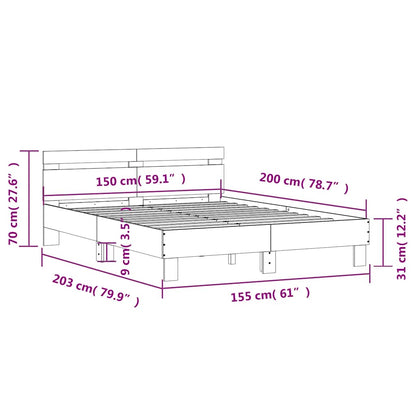 vidaXL Bed Frame without Mattress Concrete Grey 150x200 cm
