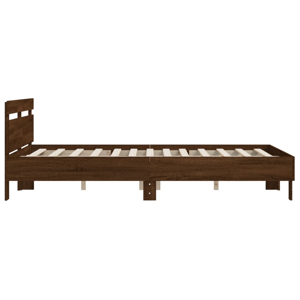 vidaXL Bed Frame | Brown Oak | Engineered wood, Plywood | King | Modern