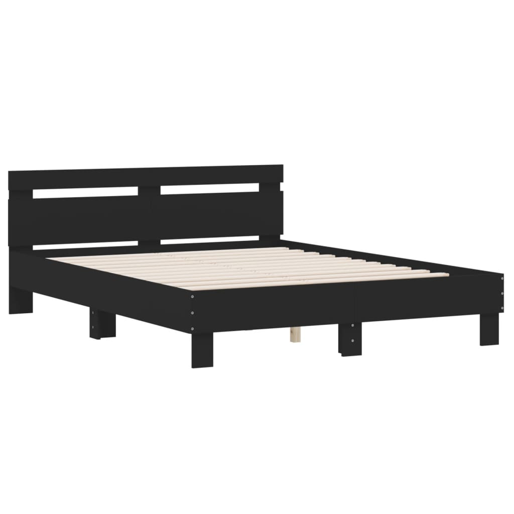 vidaXL Bed Frame | Black | Engineered wood | Double | Modern | Bed Frame