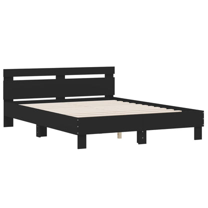 vidaXL Bed Frame | Black | Engineered wood | Double | Modern | Bed Frame