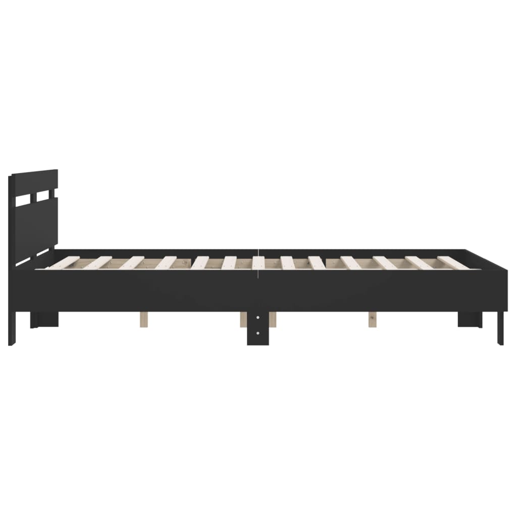 vidaXL Bed Frame | Black | Engineered wood | Double | Modern | Bed Frame