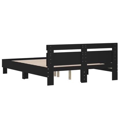 vidaXL Bed Frame | Black | Engineered wood | Double | Modern | Bed Frame