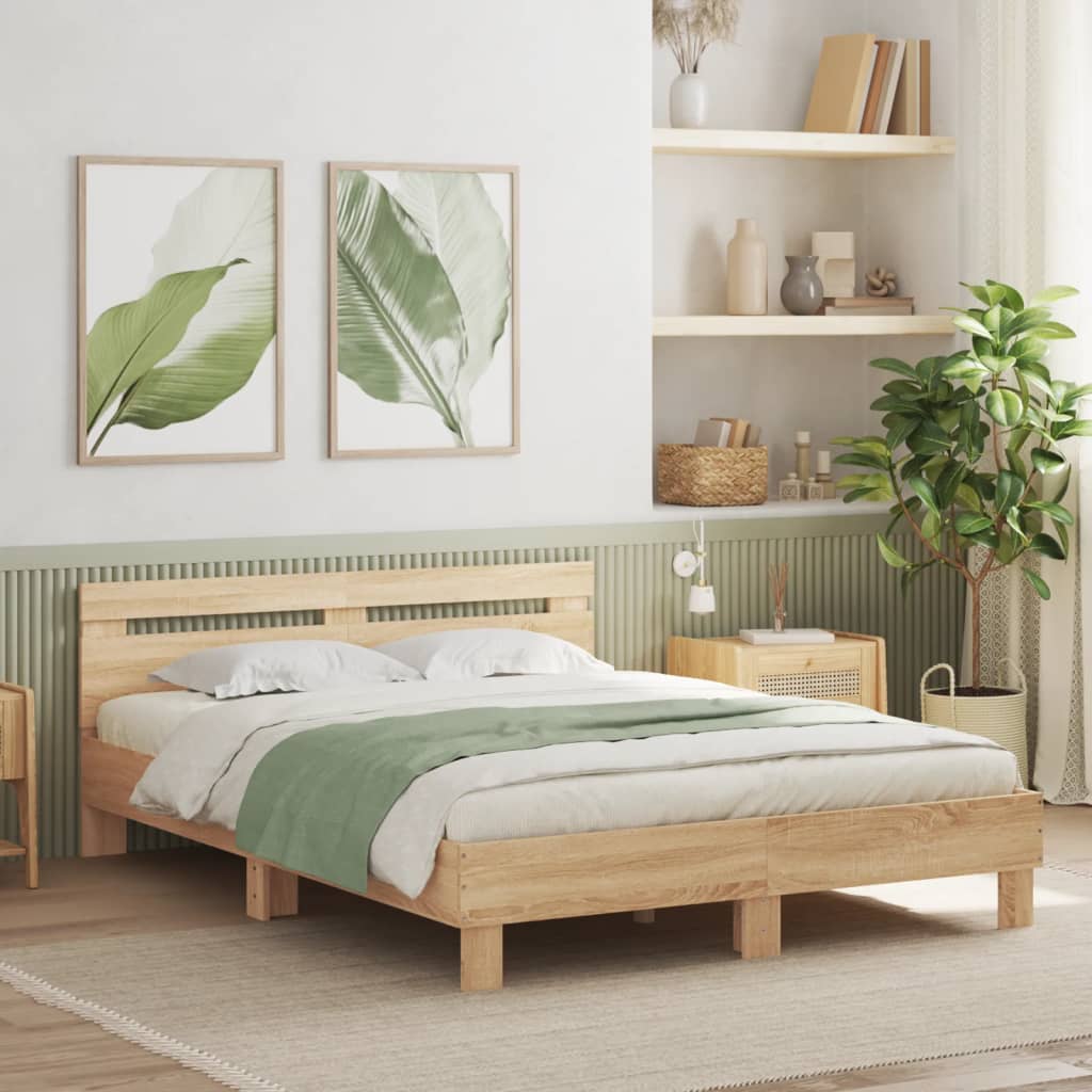 vidaXL Bed Frame | Sonoma Oak | Engineered wood, Plywood