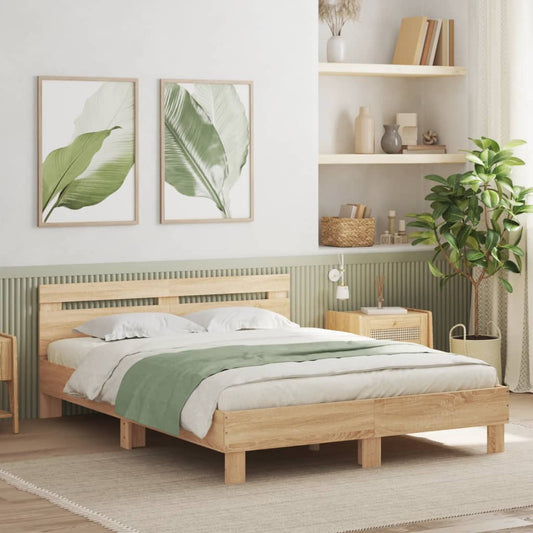 vidaXL Bed Frame | Sonoma Oak | Engineered wood, Plywood