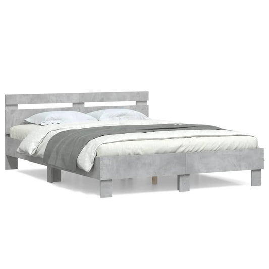 vidaXL Bed Frame | Concrete grey | Engineered wood | 140 x 200 cm | Durable