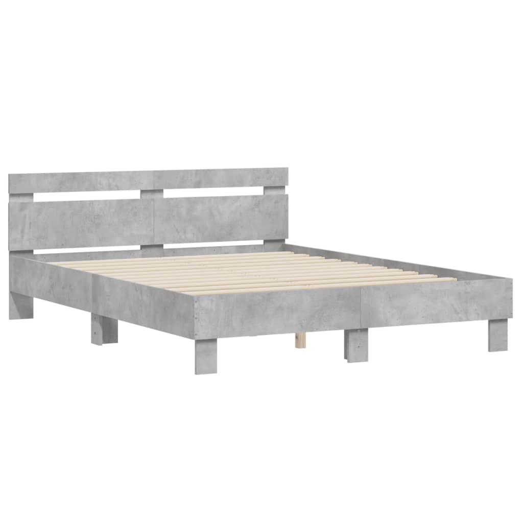 vidaXL Bed Frame | Concrete grey | Engineered wood | 140 x 200 cm | Durable