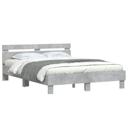 vidaXL Bed Frame | Concrete grey | Engineered wood | 140 x 200 cm | Durable