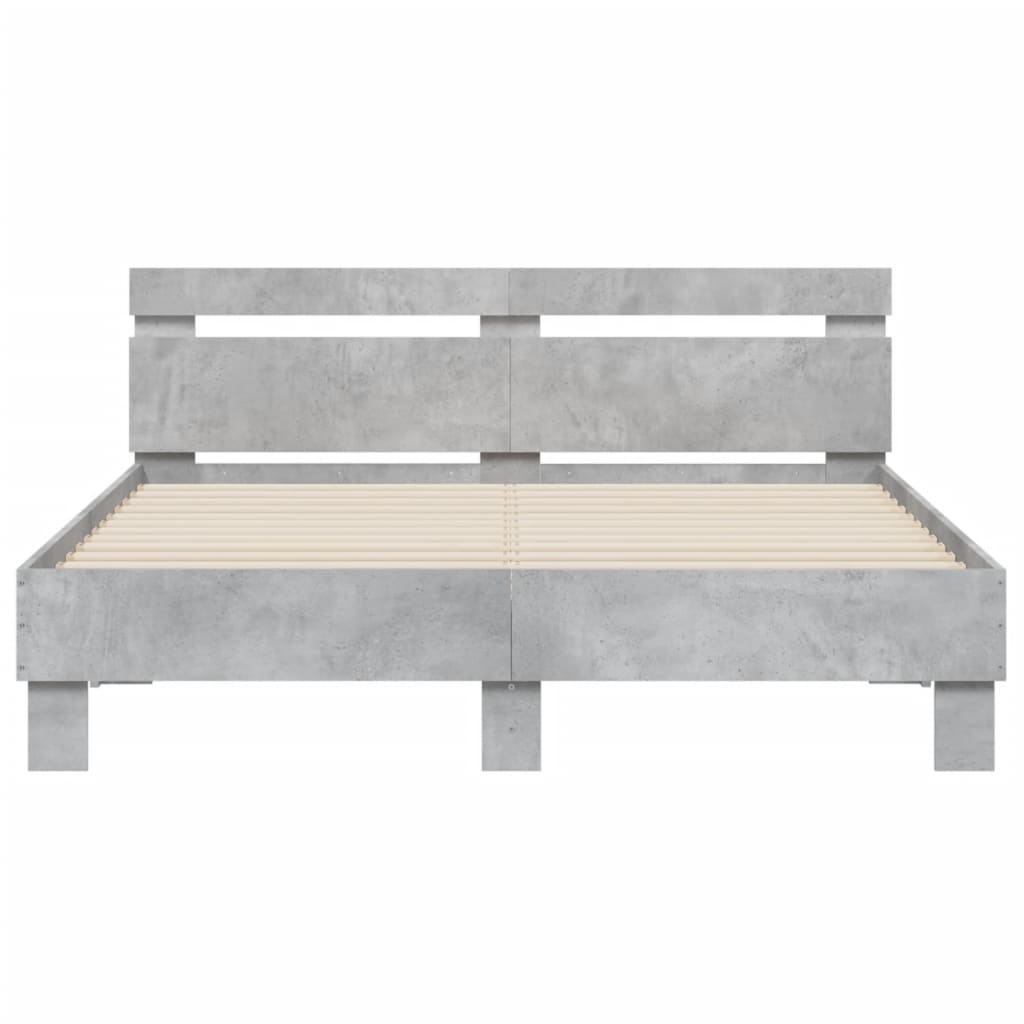 vidaXL Bed Frame | Concrete grey | Engineered wood | 140 x 200 cm | Durable