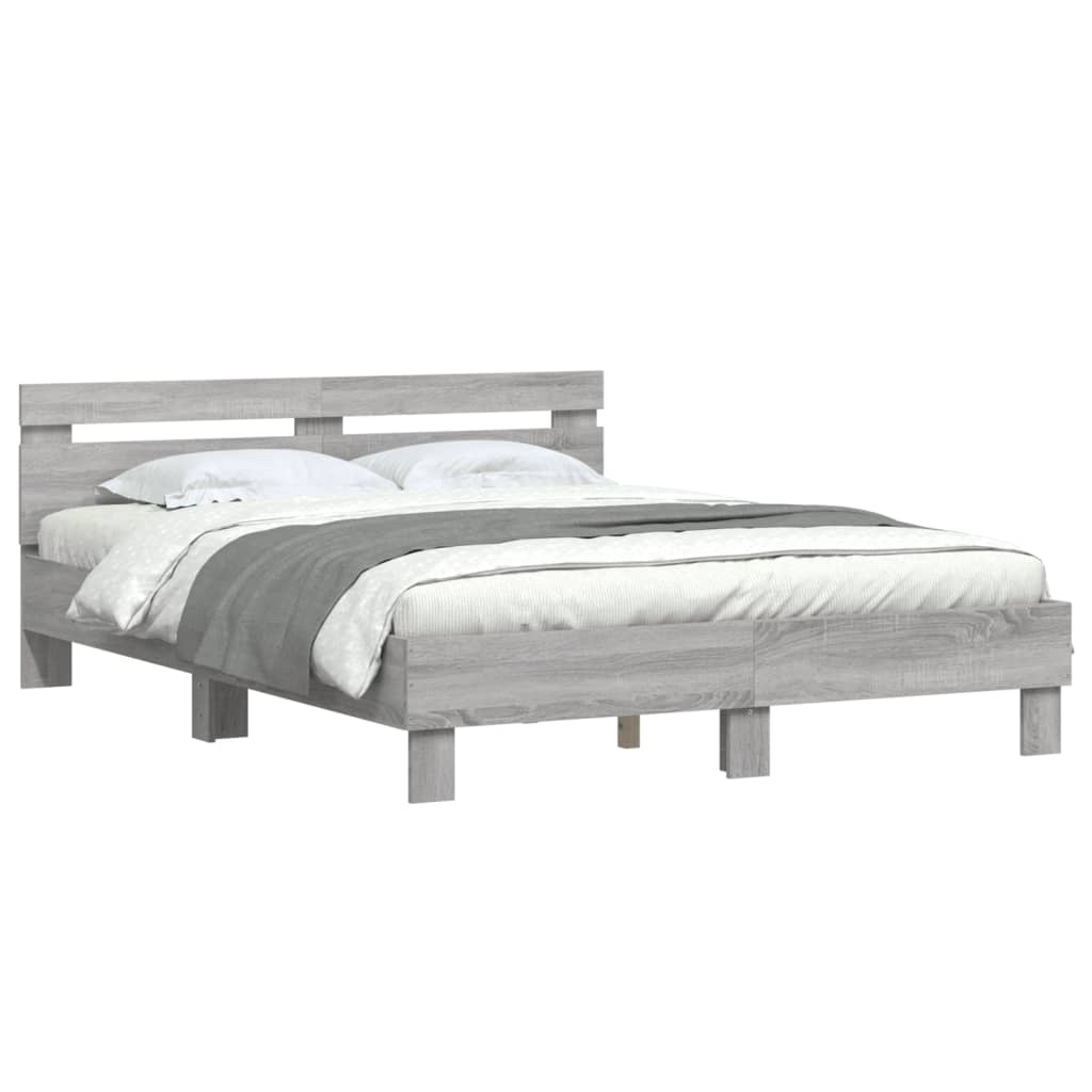 vidaXL Bed Frame | Grey Sonoma | Engineered wood | Double | Durable | Bed Frame