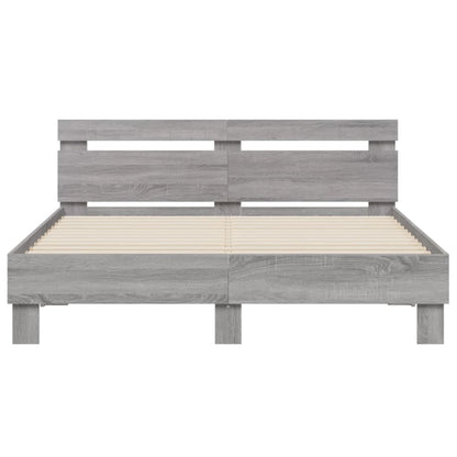 vidaXL Bed Frame | Grey Sonoma | Engineered wood | Double | Durable | Bed Frame